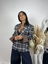 Blazer quadri Celeste