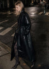Giacca trench lunga ecopelle