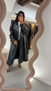 Giacca trench lunga ecopelle