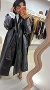 Giacca trench lunga ecopelle